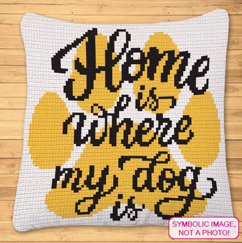 Home is Where my Dog is - Crochet Pillow Pattern, Tapestry Crochet Dog Blanket Pattern