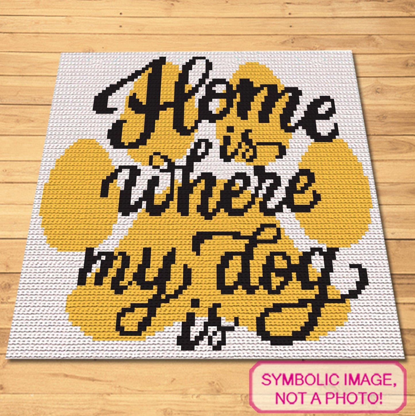 Home is Where my Dog is - Crochet Pillow Pattern, Tapestry Crochet Dog Blanket Pattern