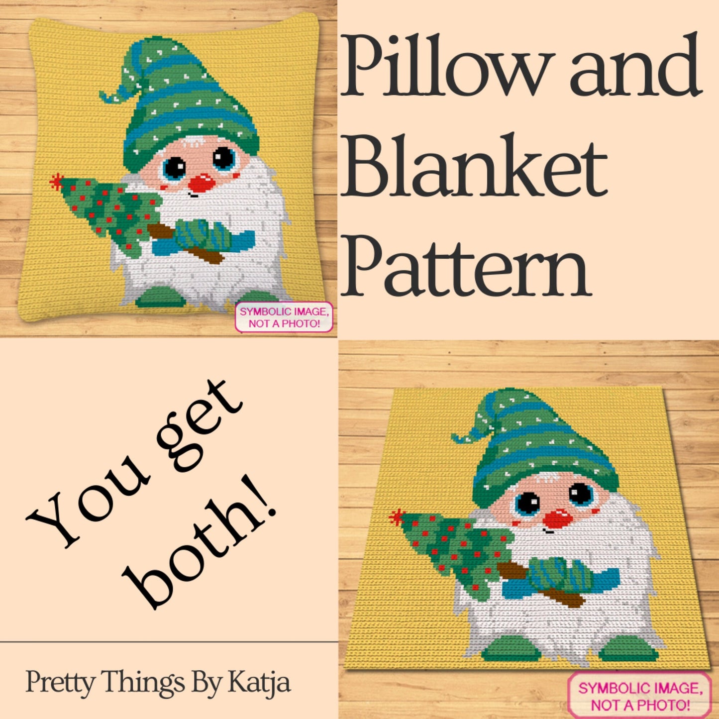 Christmas Crochet Gnome BUNDLE (8 Patterns), Tapestry Crochet Blanket Pattern, Crochet Pillow Pattern