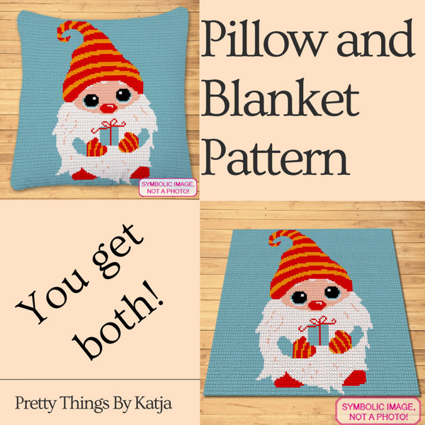 Christmas Crochet Gnome BUNDLE (8 Patterns), Tapestry Crochet Blanket Pattern, Crochet Pillow Pattern
