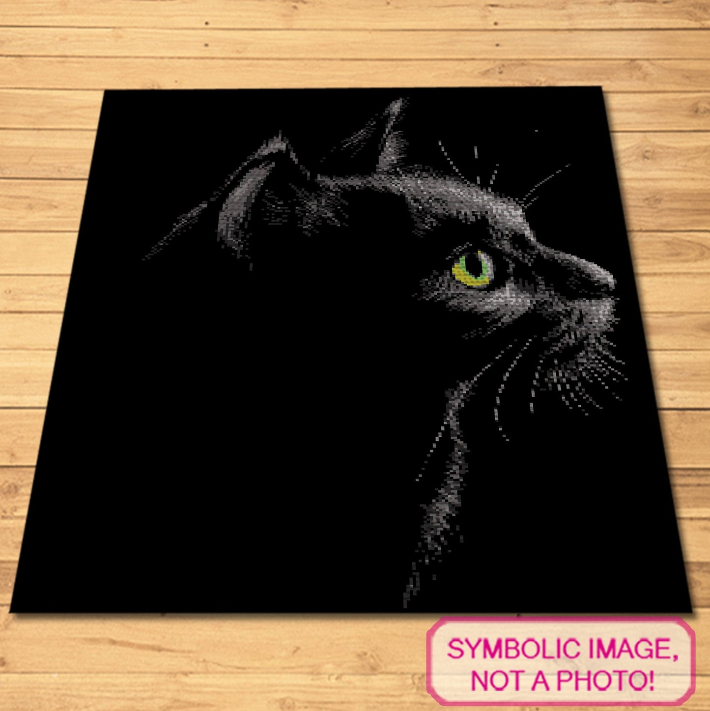Crochet Black Cat (from side), Tapestry Crochet Cat Pattern