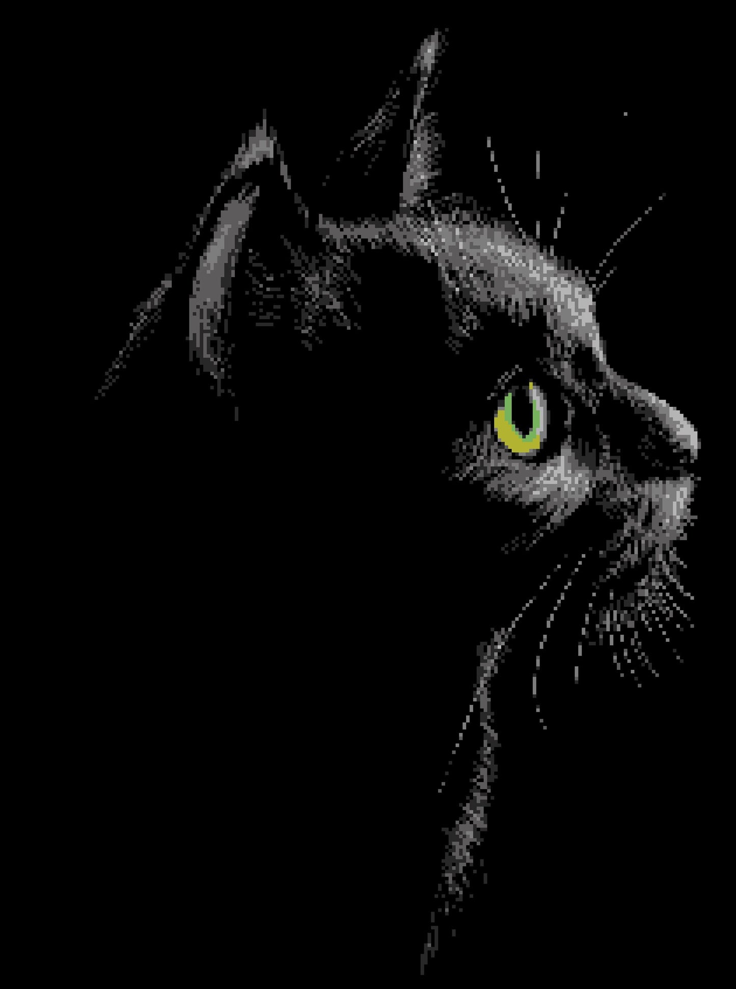 Crochet Black Cat (from side), Tapestry Crochet Cat Pattern