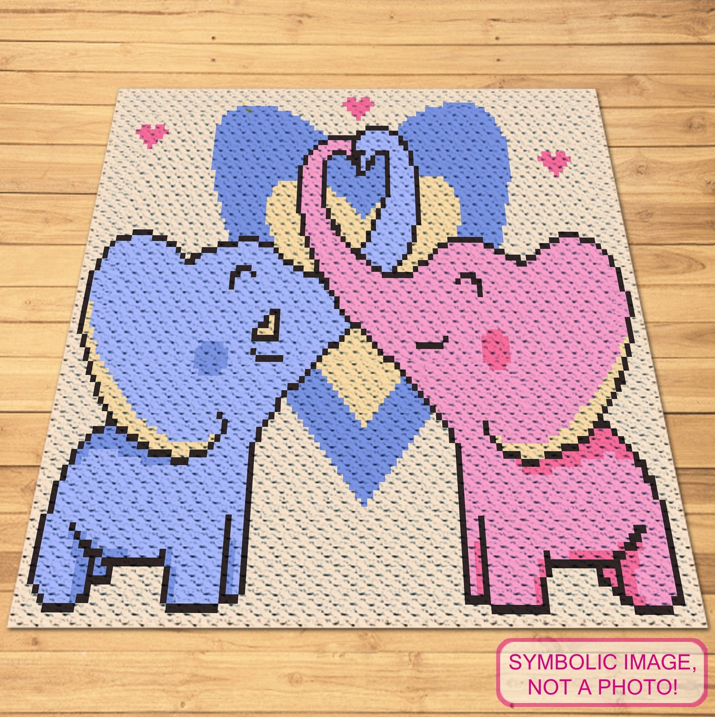 Crochet Elephants in Love Pattern BUNDLE - C2C Graphgan Pattern, Crochet Elephant Pillow
