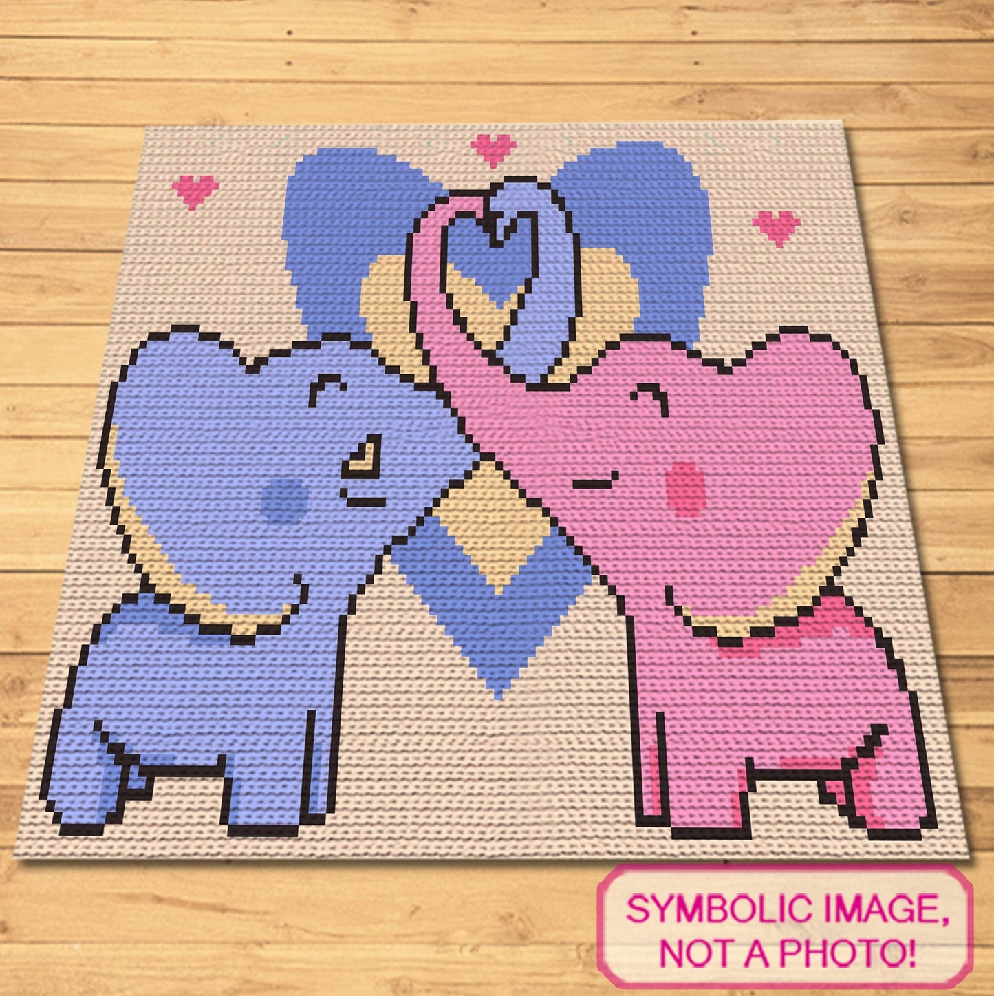 Crochet Elephants in Love Pattern BUNDLE - C2C Graphgan Pattern, Crochet Elephant Pillow