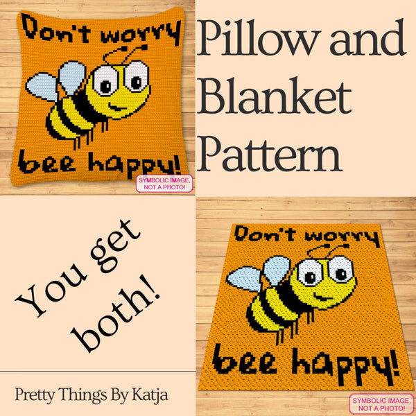 Crochet Bee Pattern, Bee Happy: Tapestry Crochet Blanket Pattern, Crochet Bee Pillow Pattern