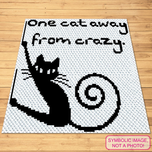 Crochet Cat Pattern, One Cat Away from Crazy - C2C Cat Blanket Pattern