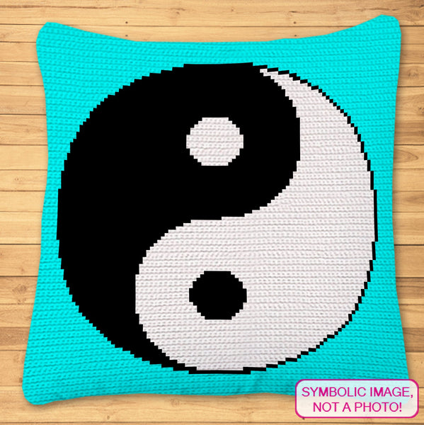 Yin Yang Crochet Pattern- SMALL Crochet BUNDLE: Crochet Pillow Pattern, C2C Afghan Pattern