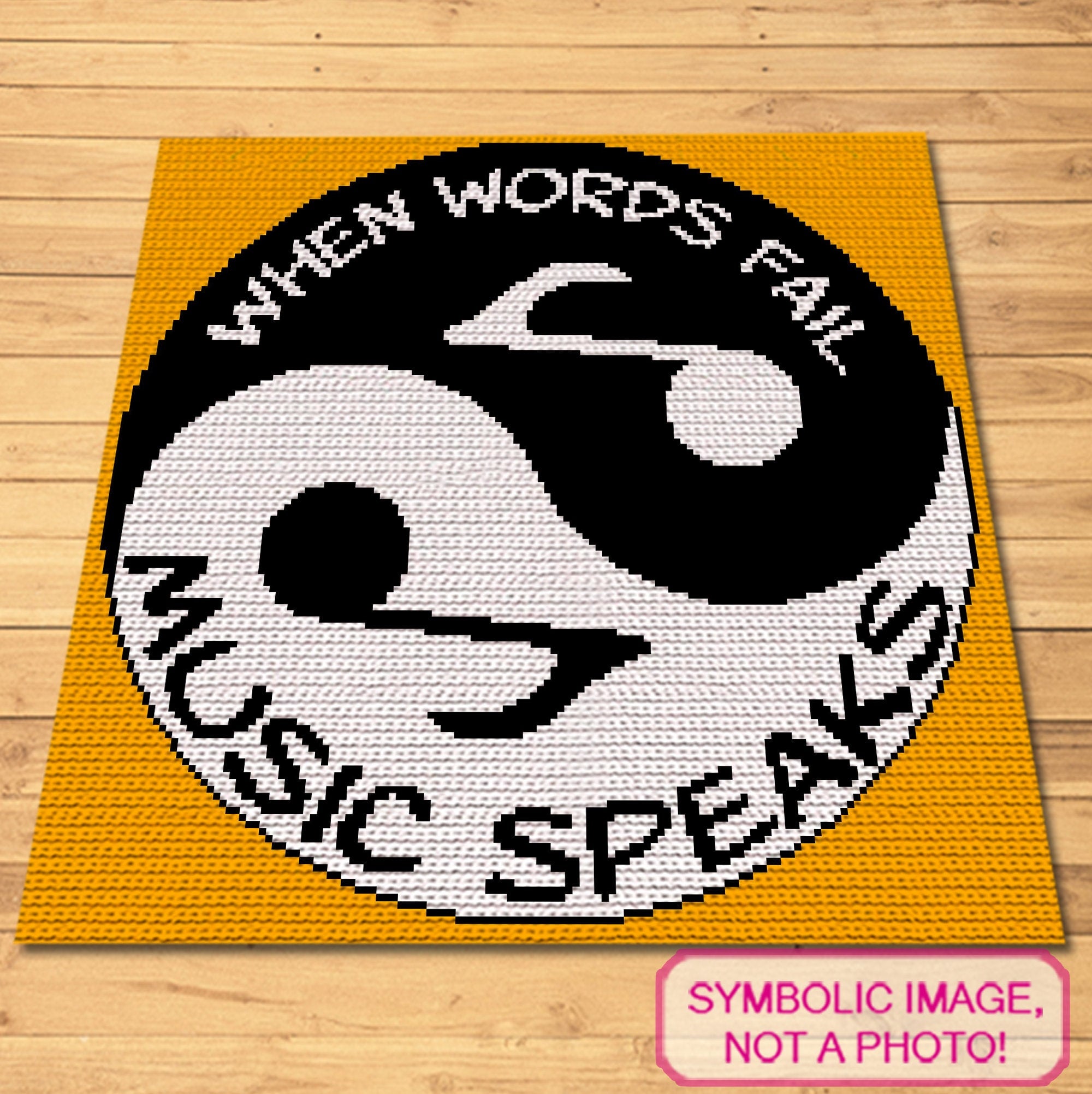 Yin Yang Music Crochet Pattern - Tapestry Crochet Blanket and Pillow Pattern