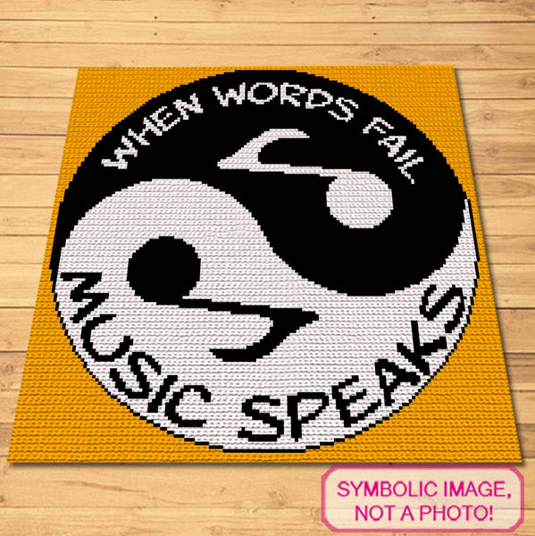 Yin Yang Music Crochet Pattern - C2C Blanket Pattern