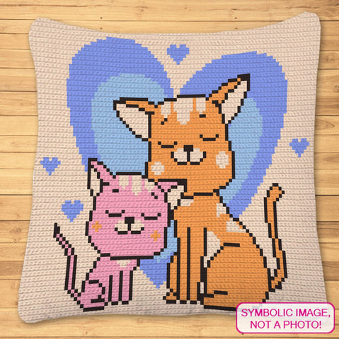 Crochet Cat Pillow Pattern with Written Instructions. Perfect Gift for a Cat lover. Click to learn more!