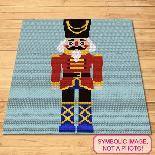 Crochet Nutcracker Pattern (White), Christmas Crochet Afghan Pattern, Crochet Pillow Pattern