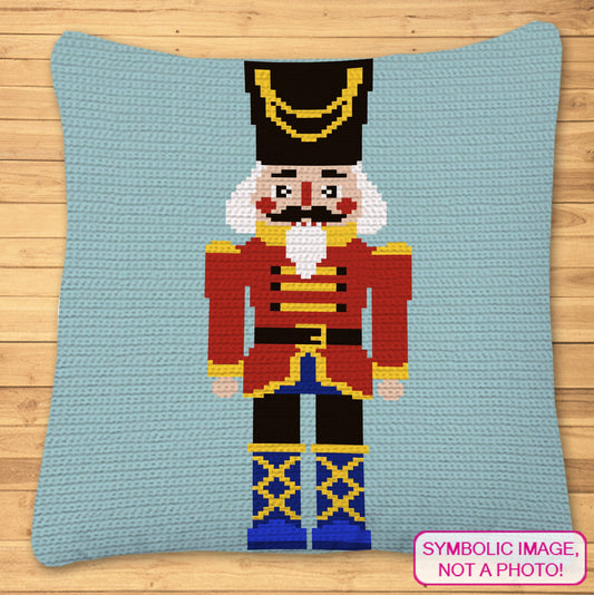 Crochet Nutcracker Pattern (White), Christmas Crochet Afghan Pattern, Crochet Pillow Pattern