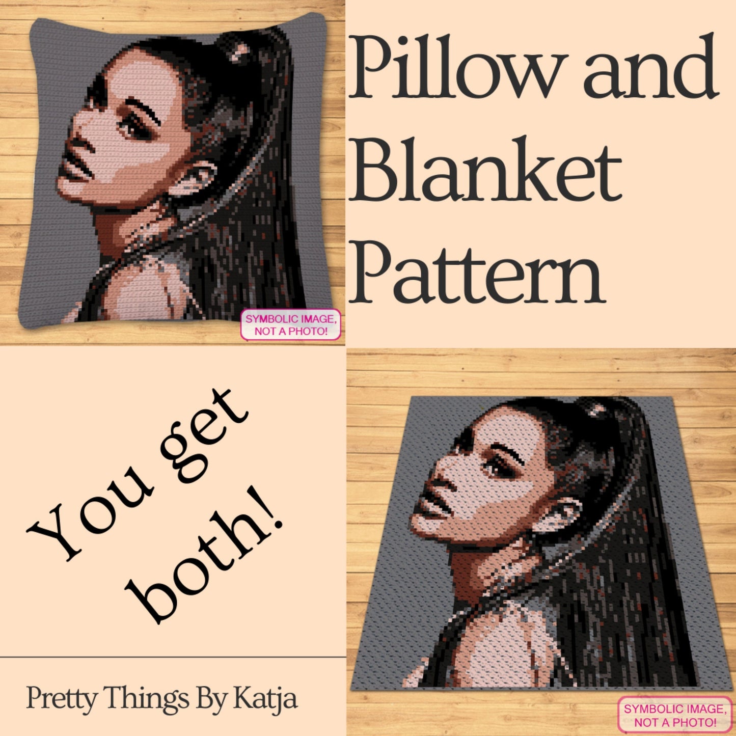 Crochet Celebrity Ariana Grande - Crochet BUNDLE: C2C Crochet Blanket Pattern, Crochet Pillow Pattern