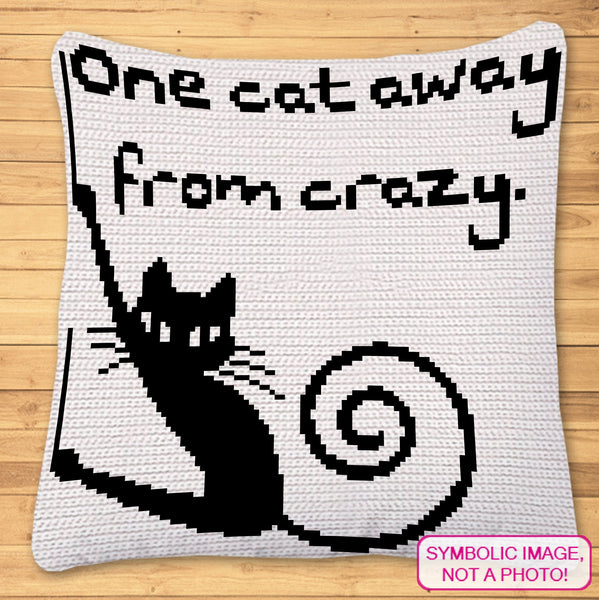 Crochet Cat Pattern, One Cat Away - Tapestry Crochet Blanket Pattern, and Cat Crochet Pillow