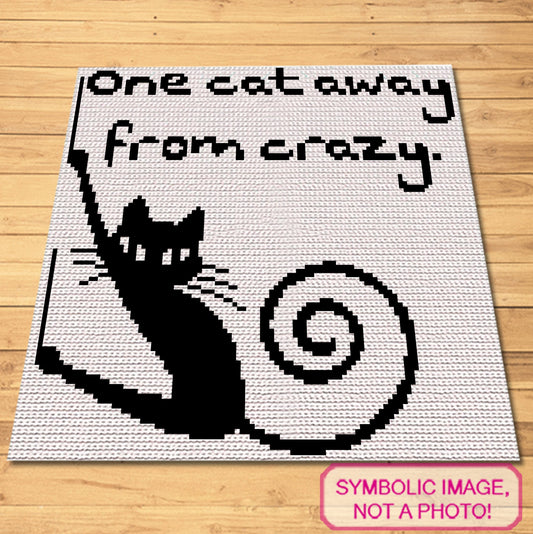 Crochet Cat Pattern, One Cat Away - Tapestry Crochet Blanket Pattern, and Cat Crochet Pillow