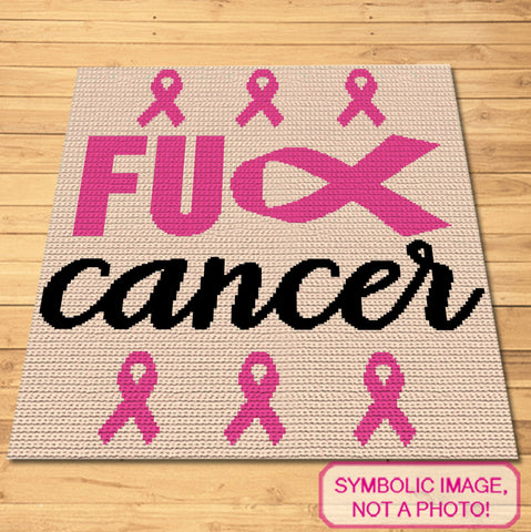 Fuck Cancer Crochet Blanket Pattern, Chemo Crochet, Pink Ribbon Pattern