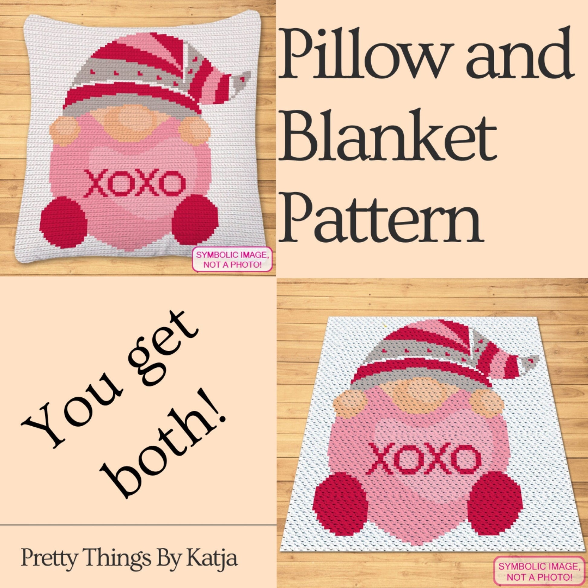 Crochet Gnomes Pattern is a Graph Pattern with Written Instructions, PDF Digital Files. This BUNDLE includes a C2C Blanket and Tapestry Crochet Blanket and Pillow Pattern. Both with written instructions. You can use the technique you like better. Separate Patterns are also available in my Shop. Click to learn more!