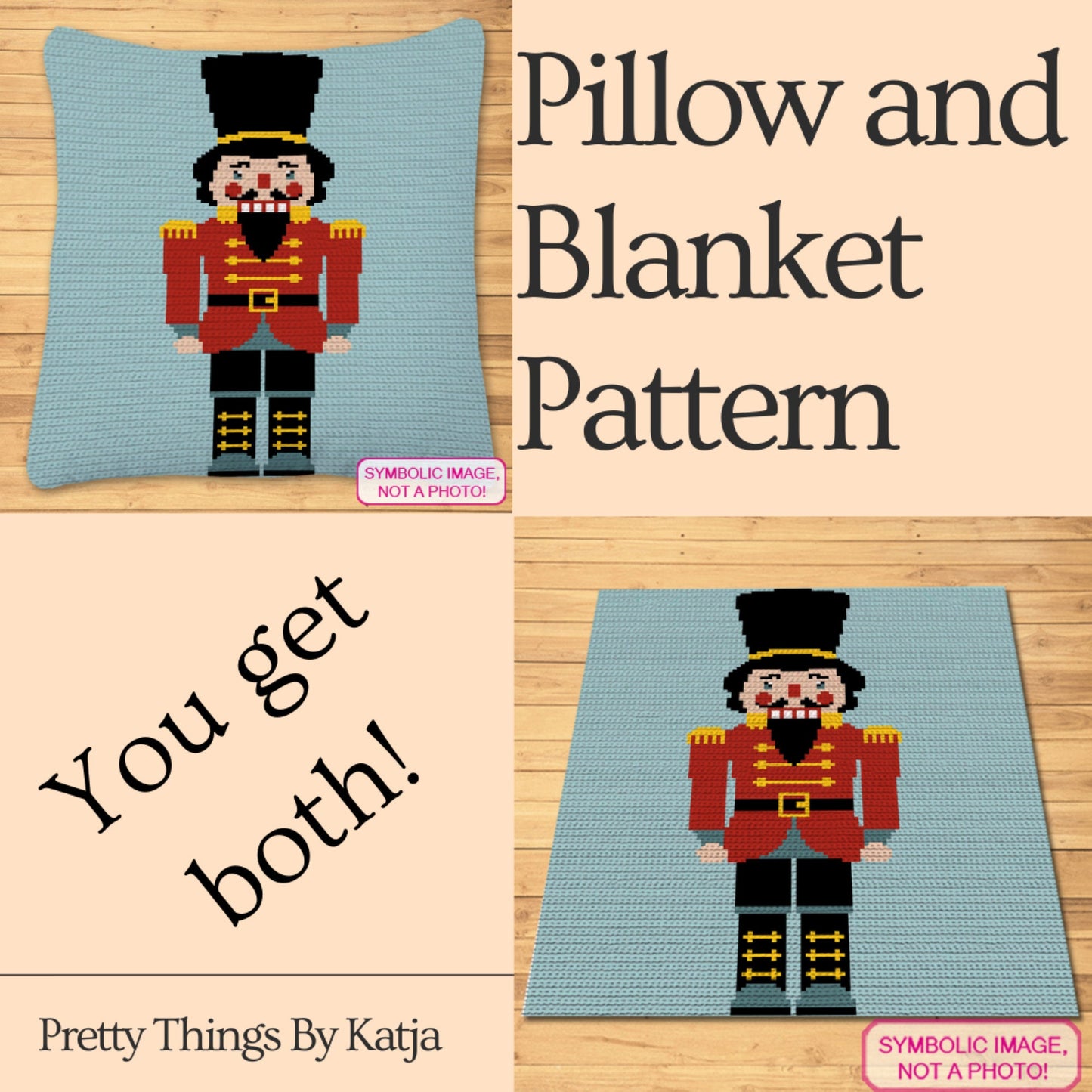 Crochet Nutcracker Pattern (Black), Tapestry Crochet Blanket Pattern, Crochet Pillow Pattern PDF