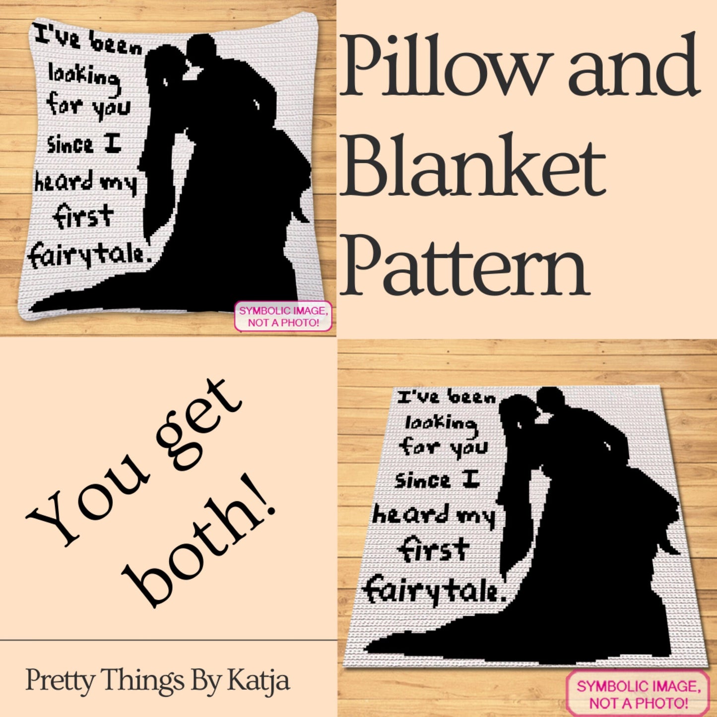 Crochet Couple (My First Fairytale), Crochet Wedding Blanket Pattern, Crochet Pillow Pattern