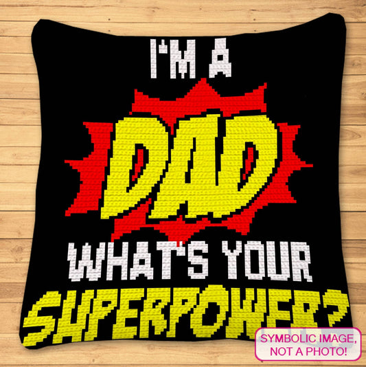 Super Dad Crochet Family Pattern - Tapestry Crochet Blanket, Crochet Pillow Pattern