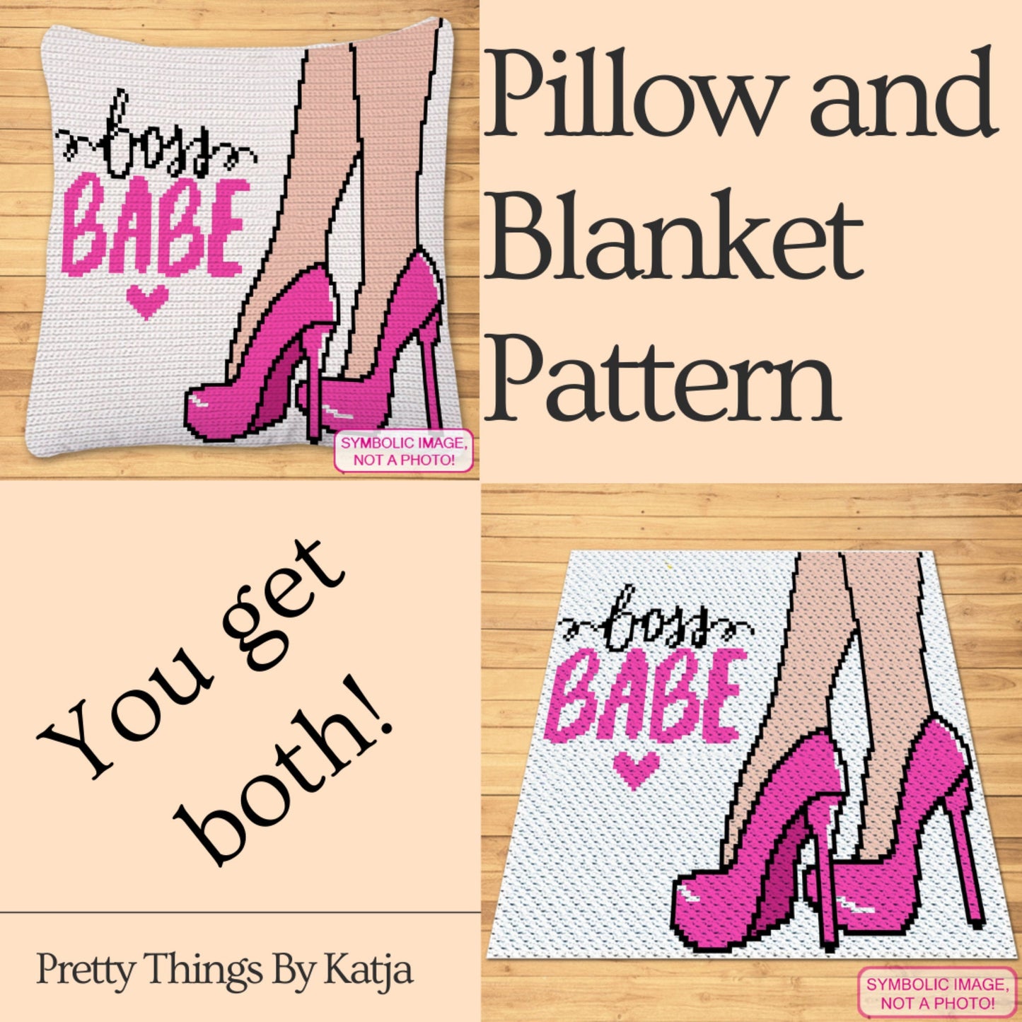 Boss Babe, Crochet Feminist BUNDLE: C2C Crochet Blanket Pattern, Crochet Pillow Pattern