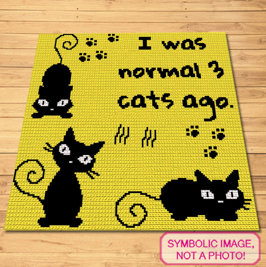 Crochet Cat Pattern, Normal 3 Cats Ago - Cat Crochet Afghan, Cat Crochet Pillow Pattern