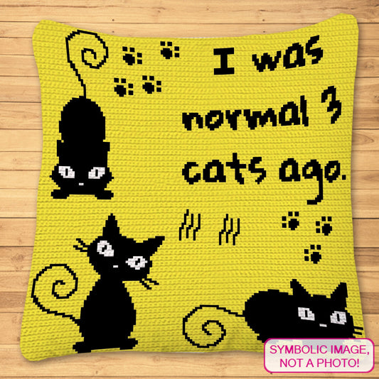 Crochet Cat Pattern, Normal 3 Cats Ago - Cat Crochet Afghan, Cat Crochet Pillow Pattern