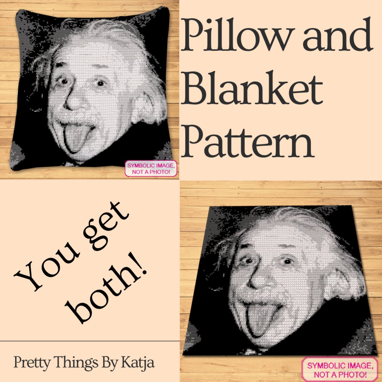 Crochet Celebrity Albert Einstein, Crochet Blanket Pattern, Crochet Pillow Pattern