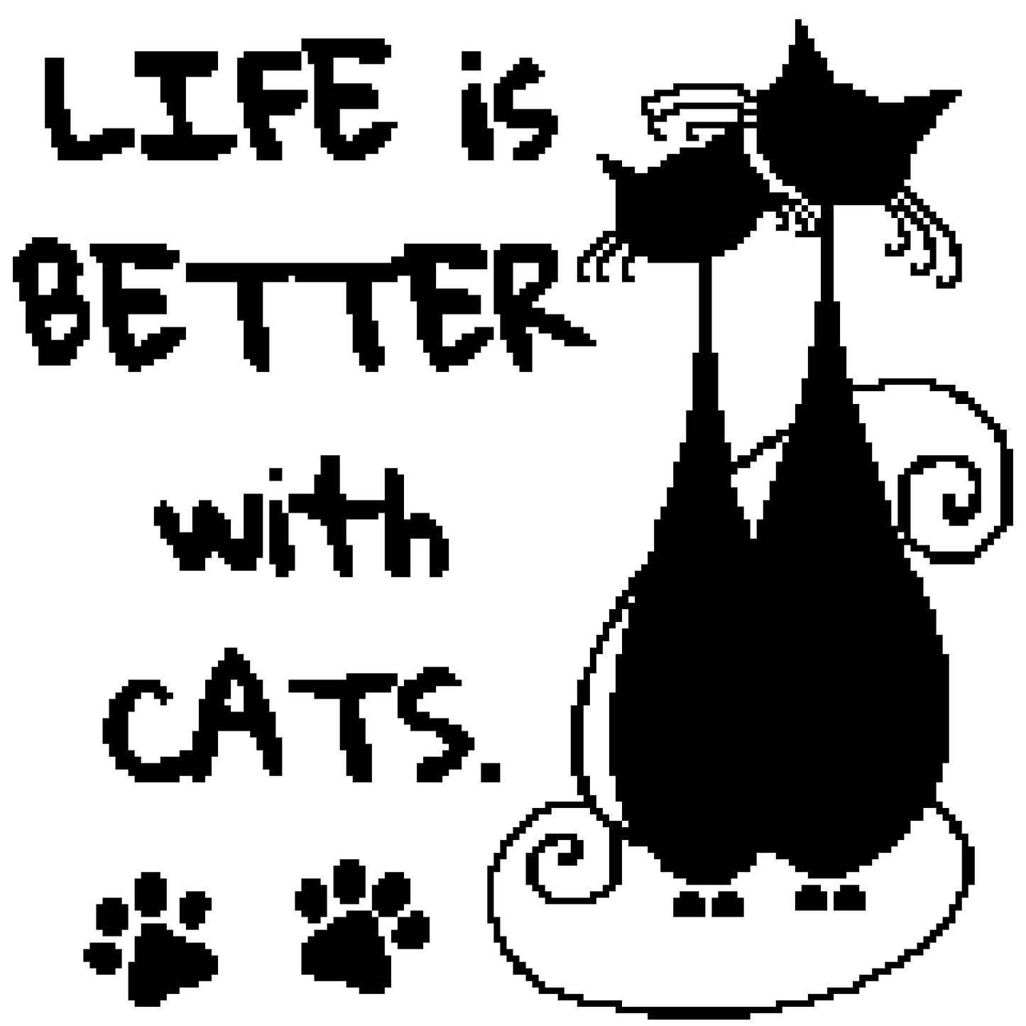 Crochet Cat Pattern, Life is Better with Cats Crochet Pillow Pattern, Crochet Cat Afghan