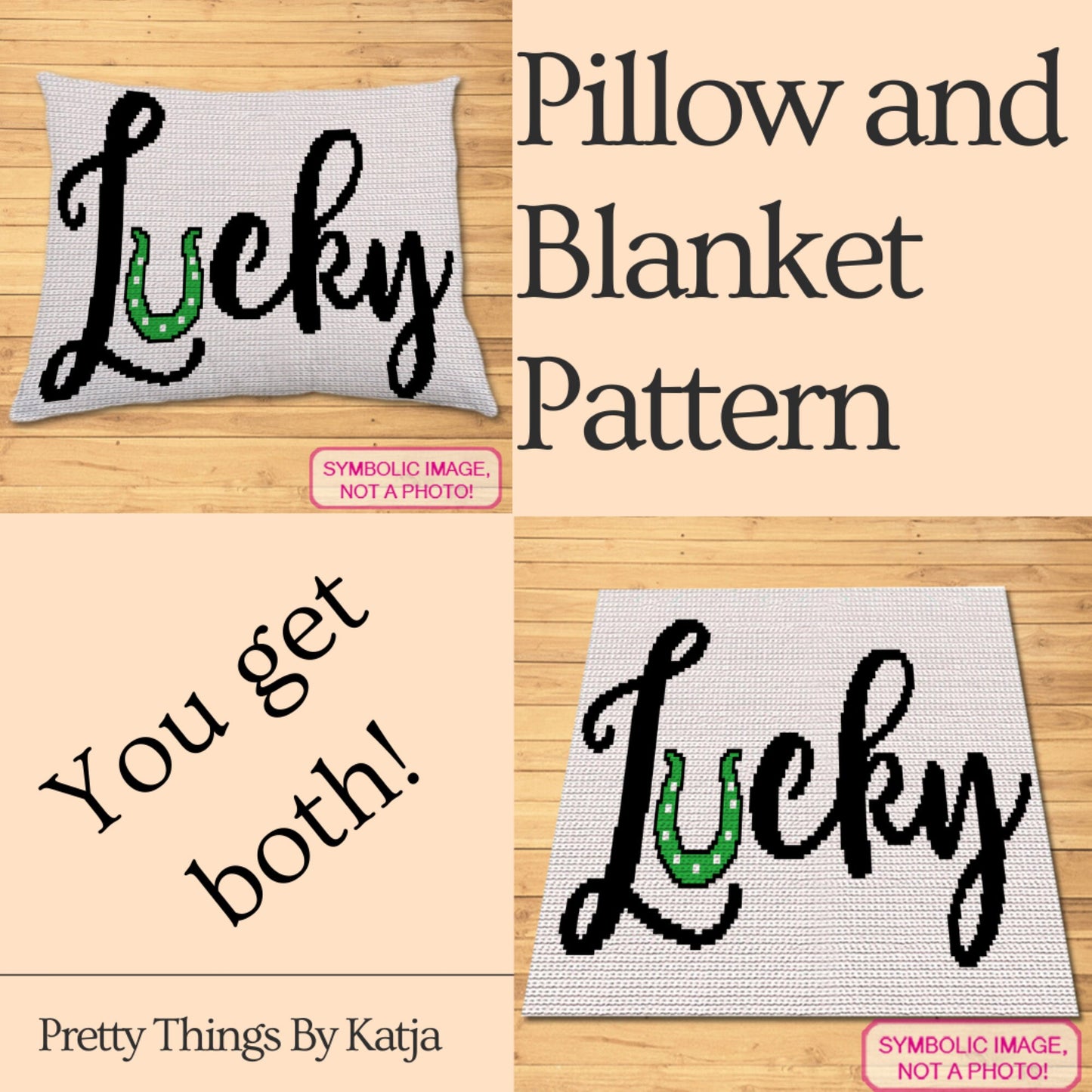 Crochet St Patricks Day Pattern, Lucky HorseShoe Crochet Pillow Pattern