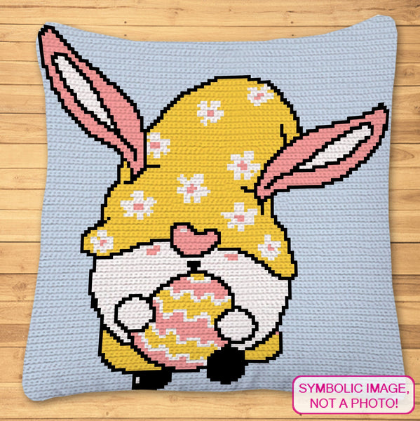 Easter Gnome Bunny Crochet Pattern BUNDLE - C2C Graphgan Pattern, Crochet Pillow Pattern