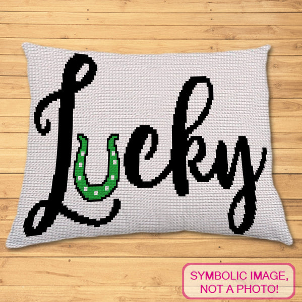 Crochet St Patricks Day Pattern, Lucky HorseShoe Crochet Pillow Pattern