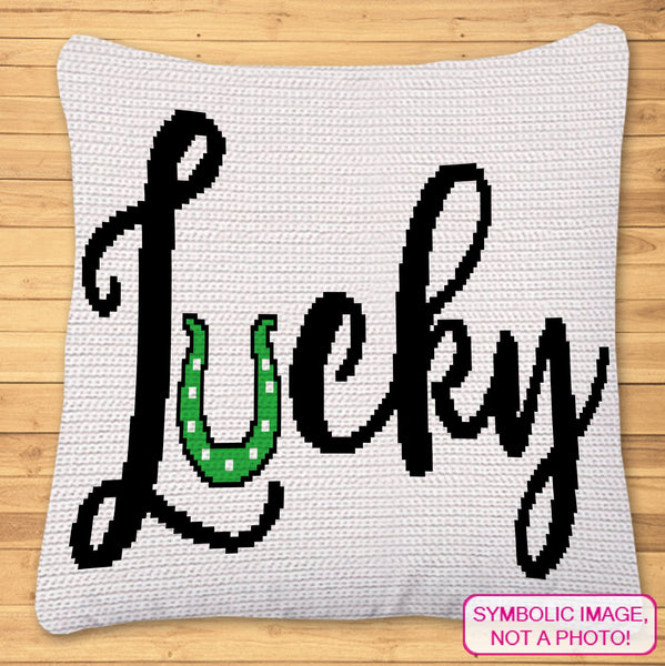 Crochet St Patricks Day Pattern, Lucky HorseShoe Crochet Pillow Pattern