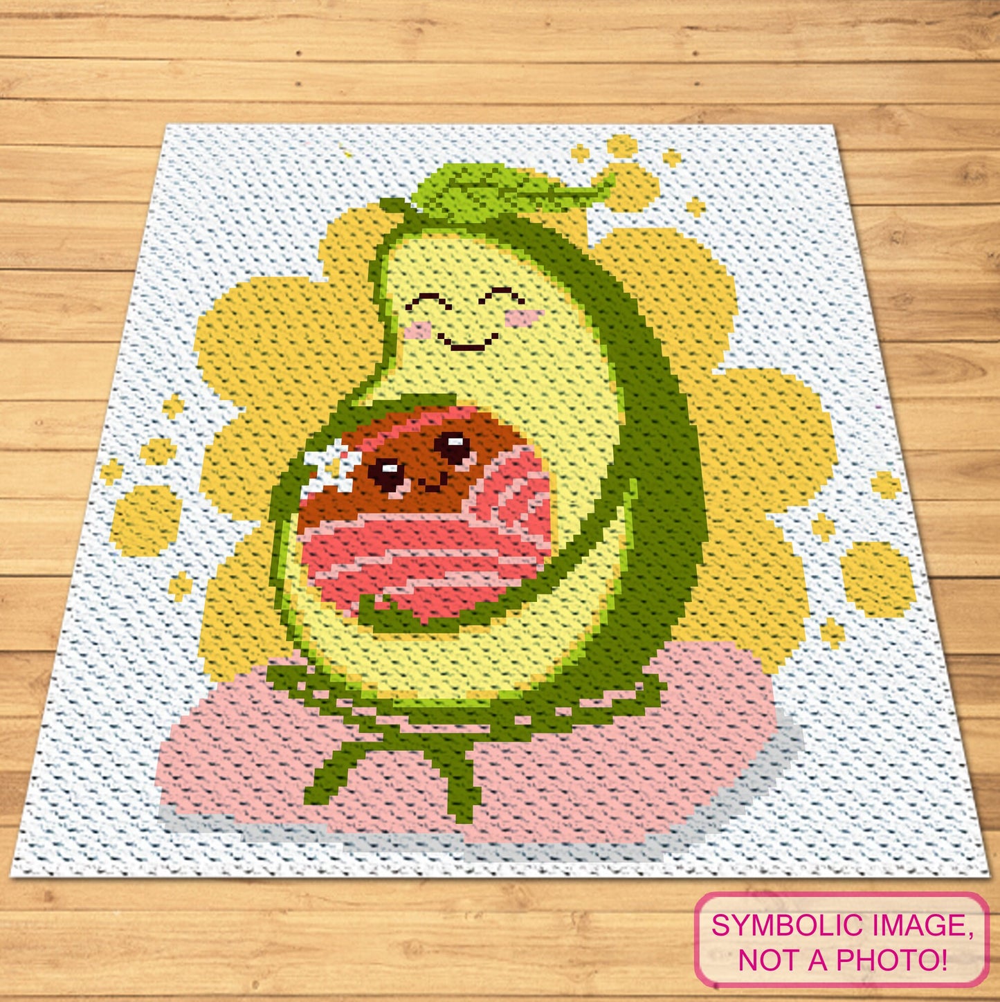 Crochet Mum and Baby Avocado Pattern BUNDLE: C2C Crochet Blanket Pattern, Crochet Pillow Pattern