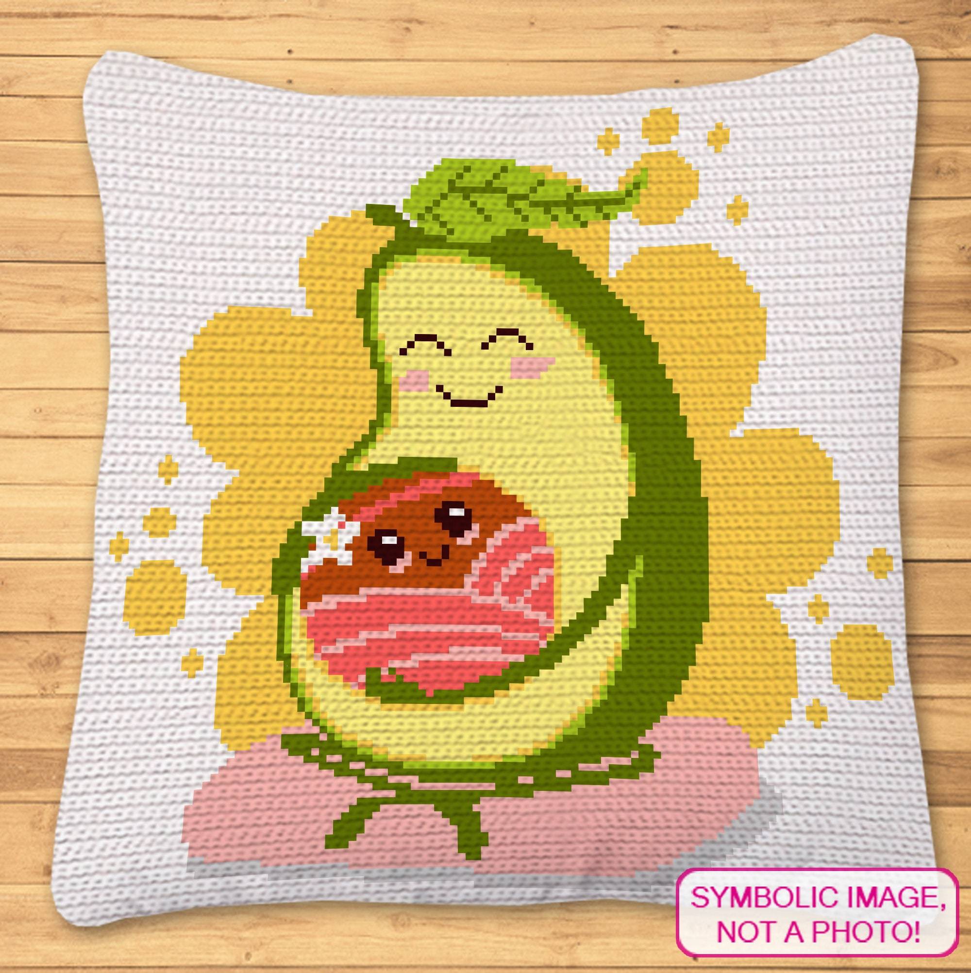 Crochet Mum and Baby Avocado Pattern - Tapestry Crochet Blanket Pattern, Crochet Pillow Pattern