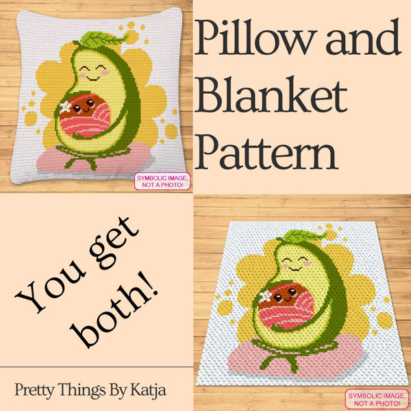 Crochet Mum and Baby Avocado Pattern - Tapestry Crochet Blanket Pattern, Crochet Pillow Pattern