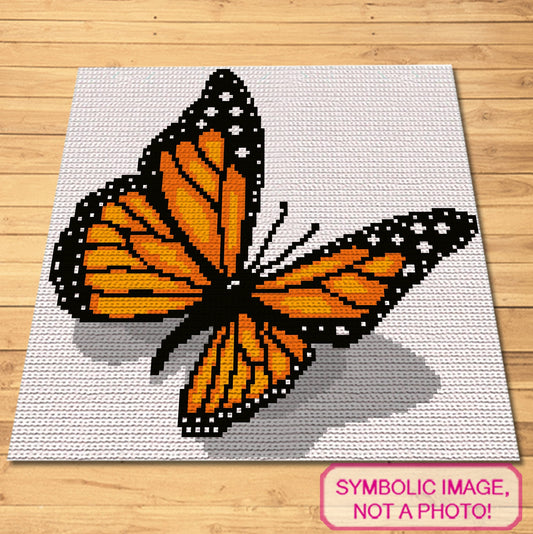 Crochet Monarch Butterfly - Tapestry Crochet Blanket Pattern, and Crochet Animal Pillow Pattern.