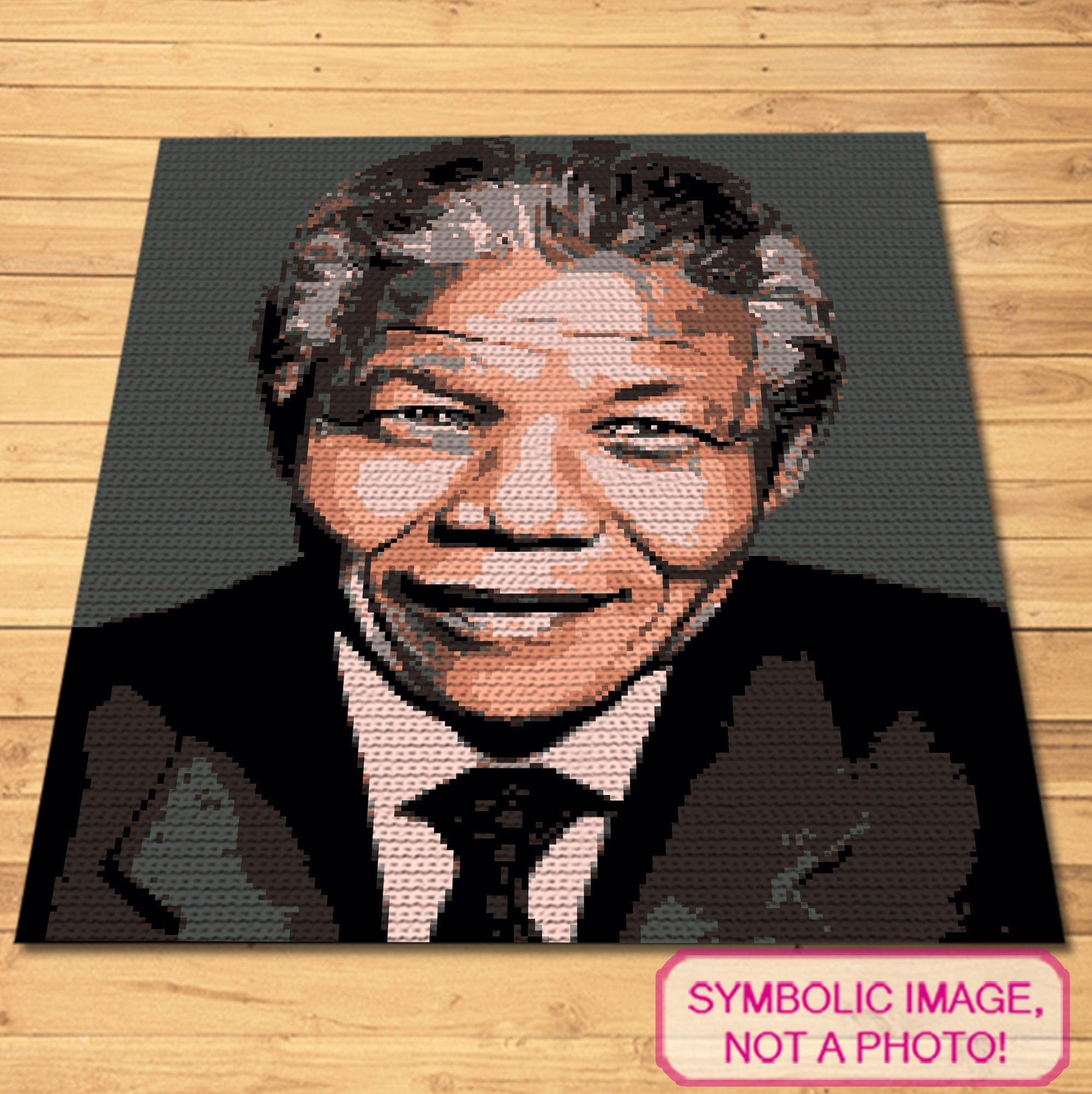 Crochet Portrait Nelson Mandela - Tapestry Crochet Blanket Pattern
