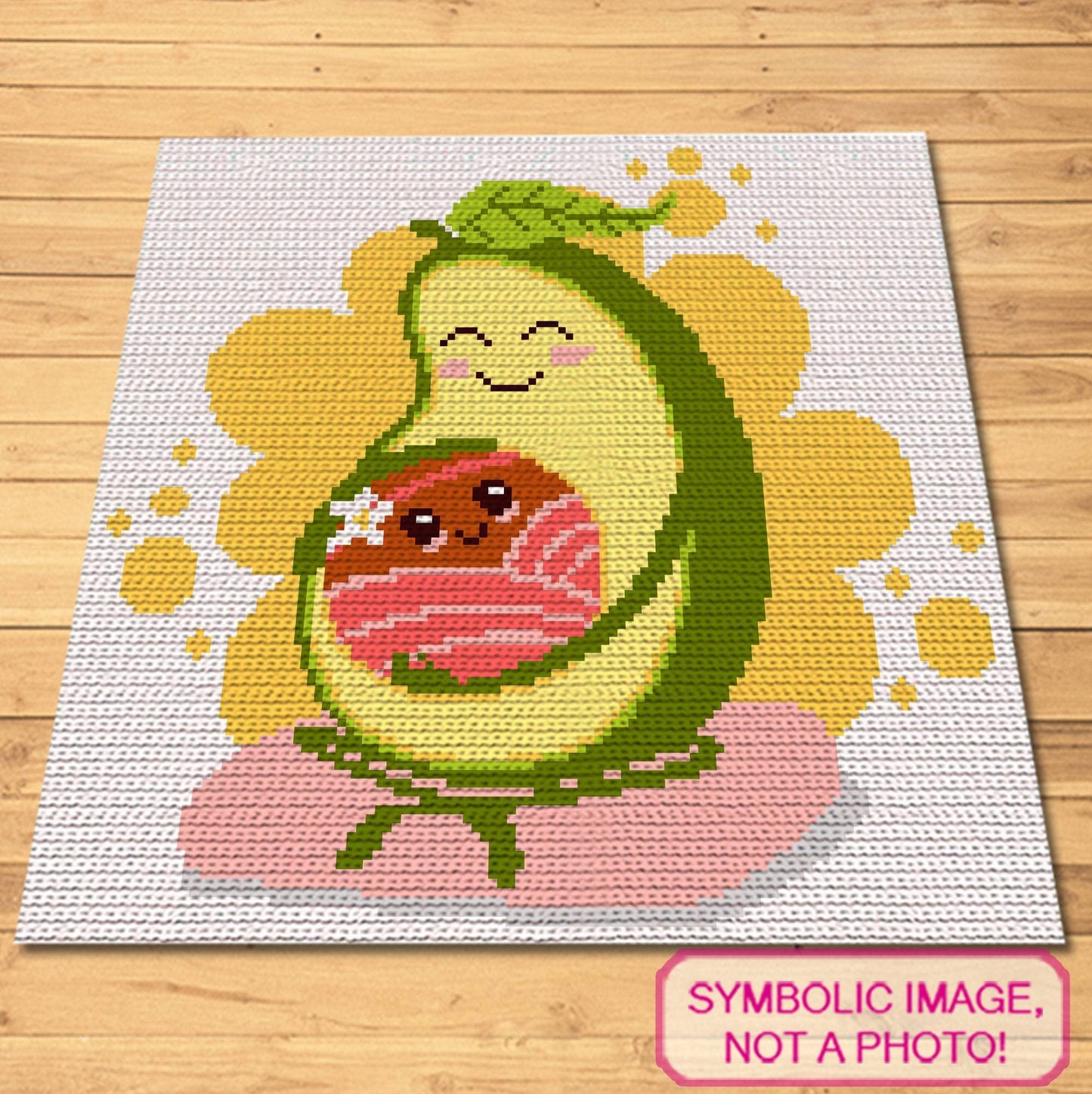 Crochet Mum and Baby Avocado Pattern - Tapestry Crochet Blanket Pattern, Crochet Pillow Pattern