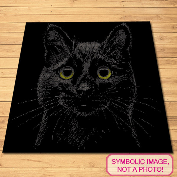 Crochet Black Cat (Face) - Cat Crochet Blanket Pattern