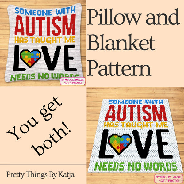 Crochet Autism - Crochet BUNDLE: C2C Crochet Puzzle Blanket Pattern and Crochet Pillow Pattern