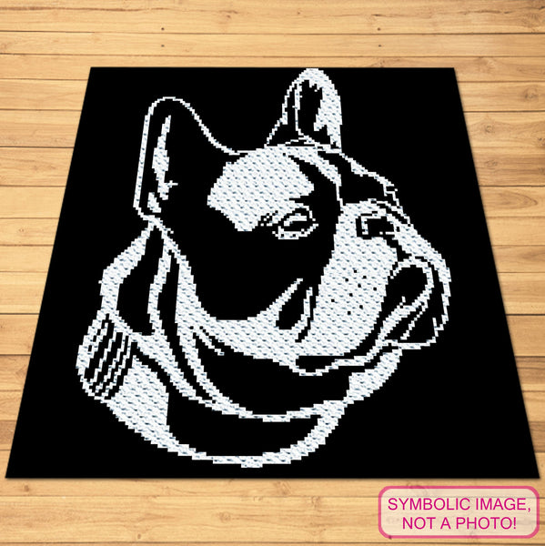 Crochet French Bulldog - Crochet BUNDLE: C2C Crochet Dog Blanket Pattern, Crochet Pillow Pattern