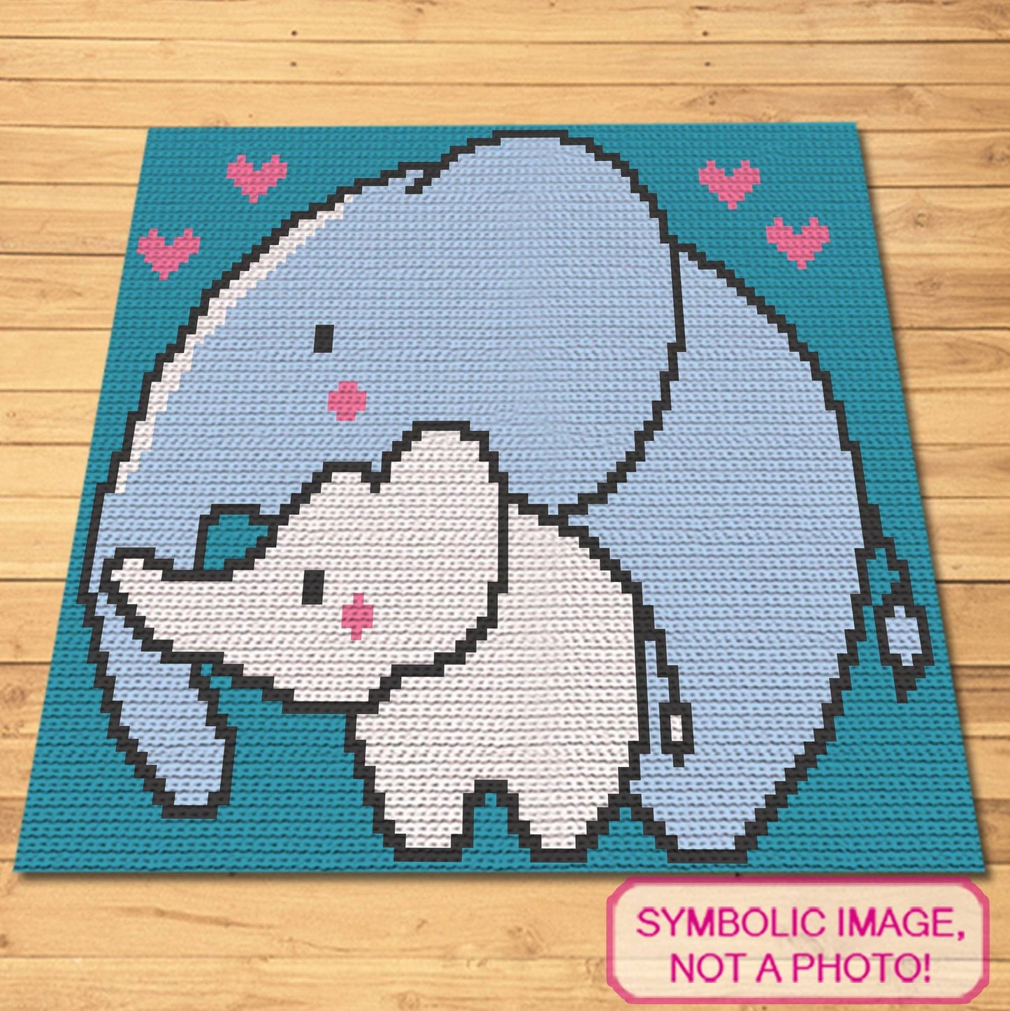 Crochet Elephant (Blue) - Crochet BUNDLE: C2C Crochet Blanket Pattern and Crochet Pillow Pattern