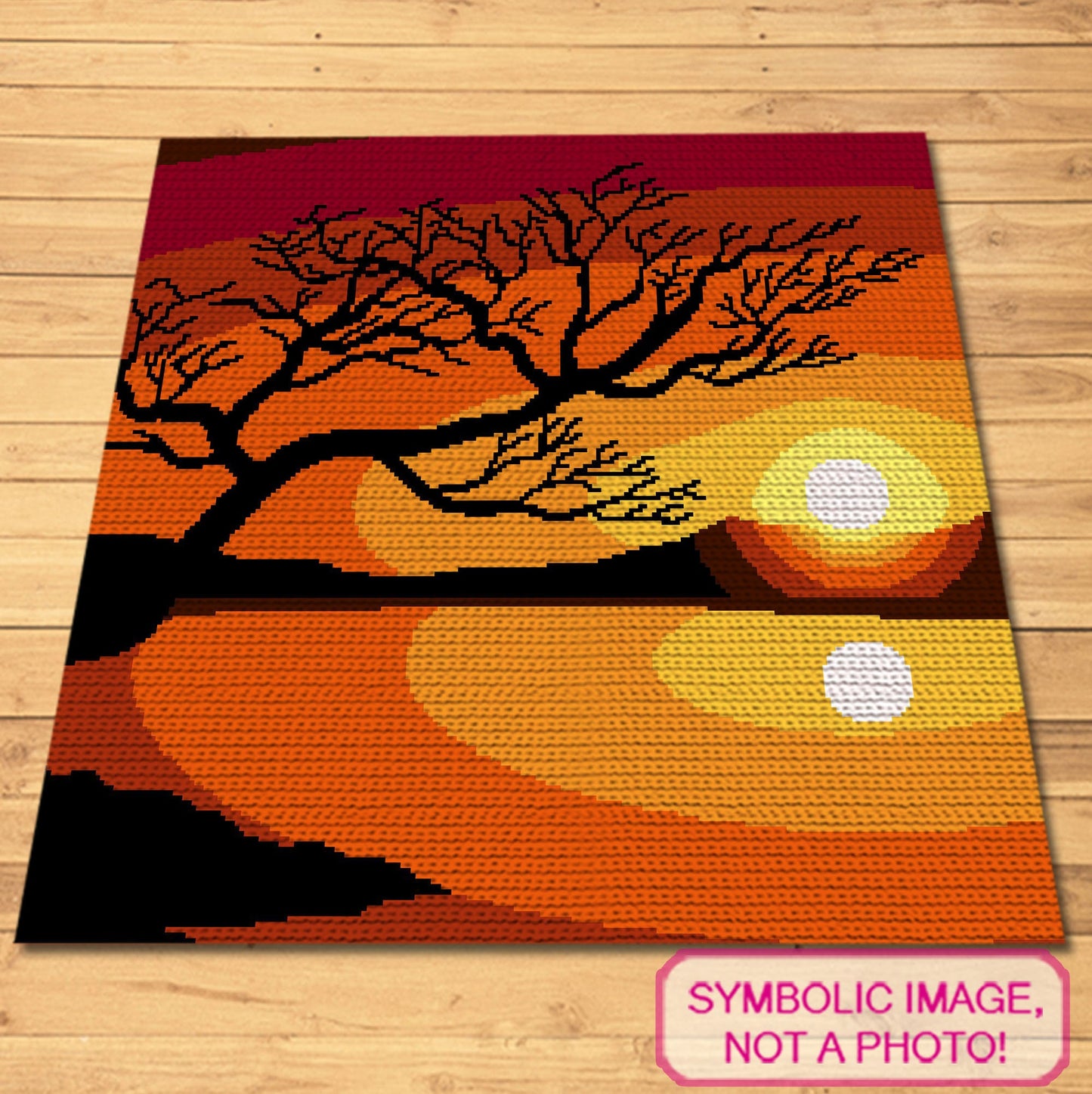 Crochet Lake Landscape - Tapestry Crochet Blanket, Summer Crochet Pattern