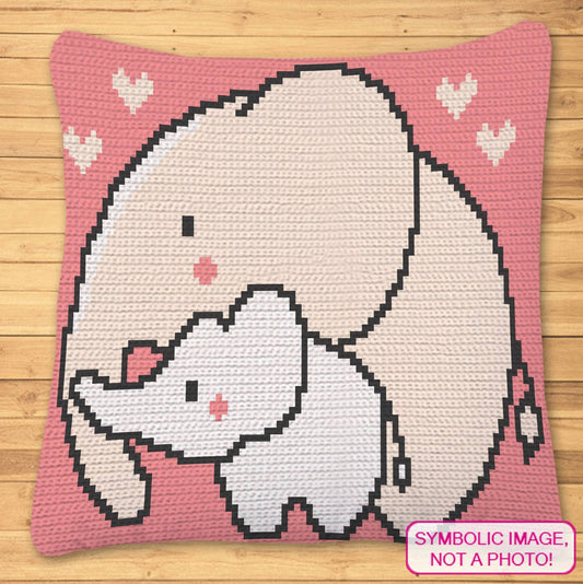 Crochet Baby Elephant (Pink) - Elephant Blanket Pattern and Crochet Pillow Pattern