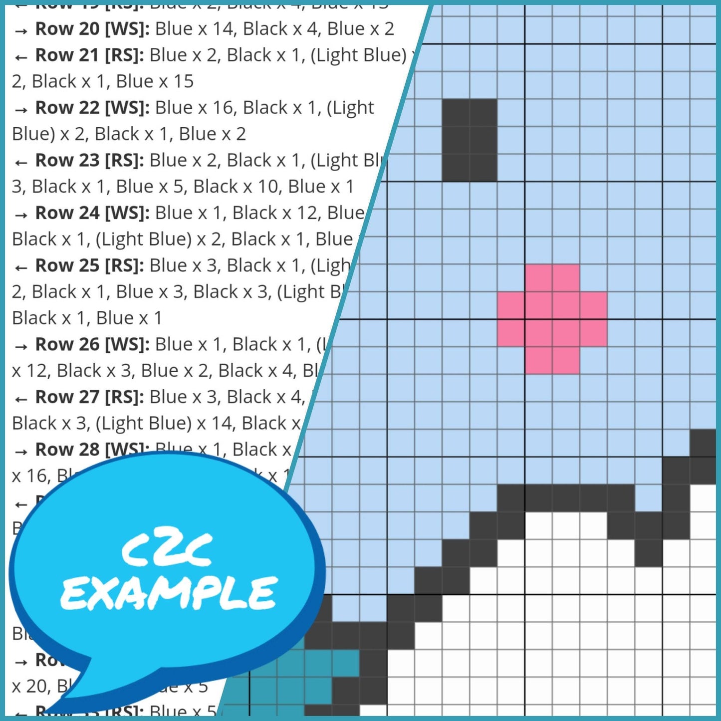 C2C Crochet Elephant Blanket (Blue) - Corner to Corner Blanket Pattern