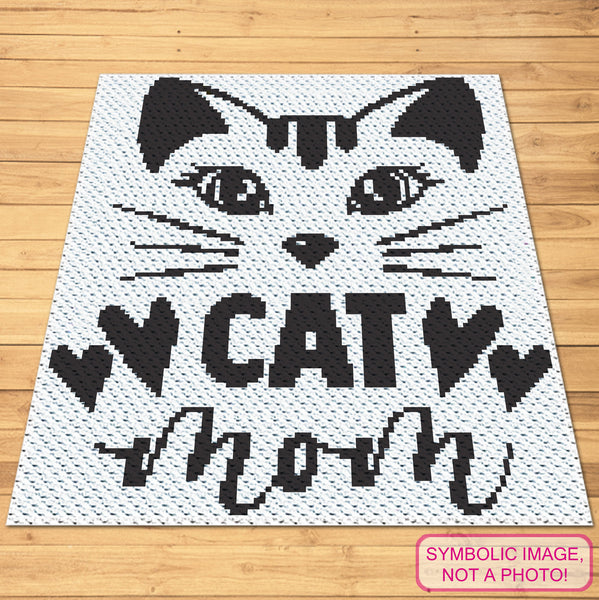Cat Mom, Crochet Cat Pattern - C2C Cat Afghan Pattern
