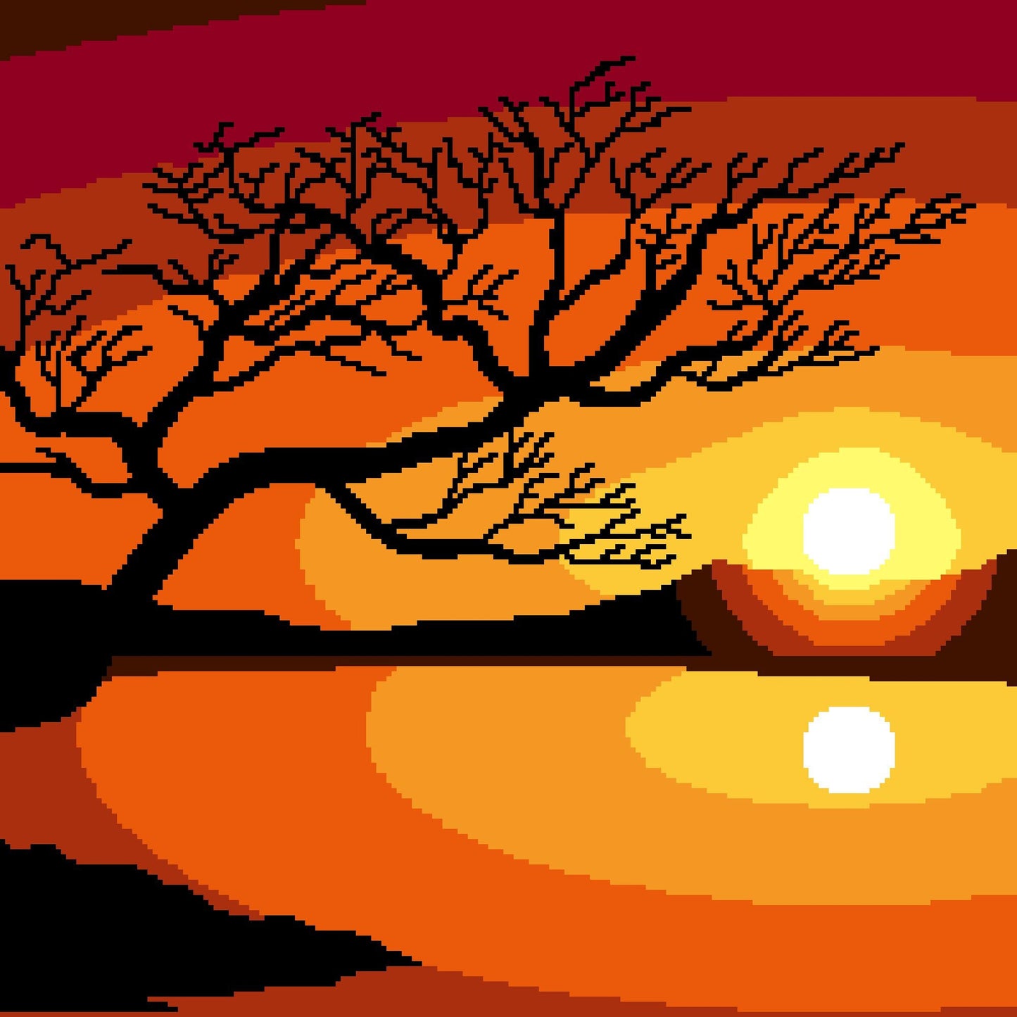 Crochet Lake Landscape - Tapestry Crochet Blanket, Summer Crochet Pattern