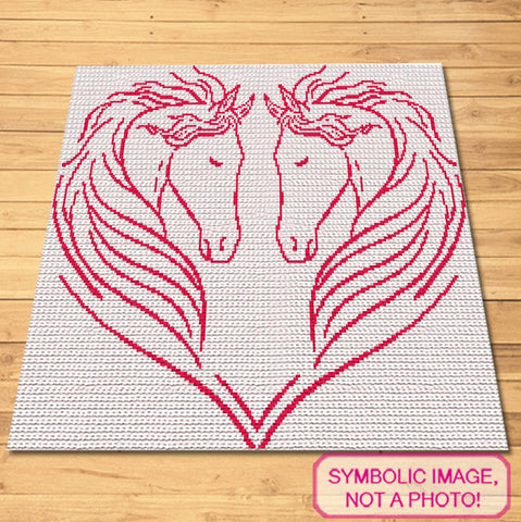 Crochet Horse Heart Pattern - Tapestry Crochet Blanket Pattern