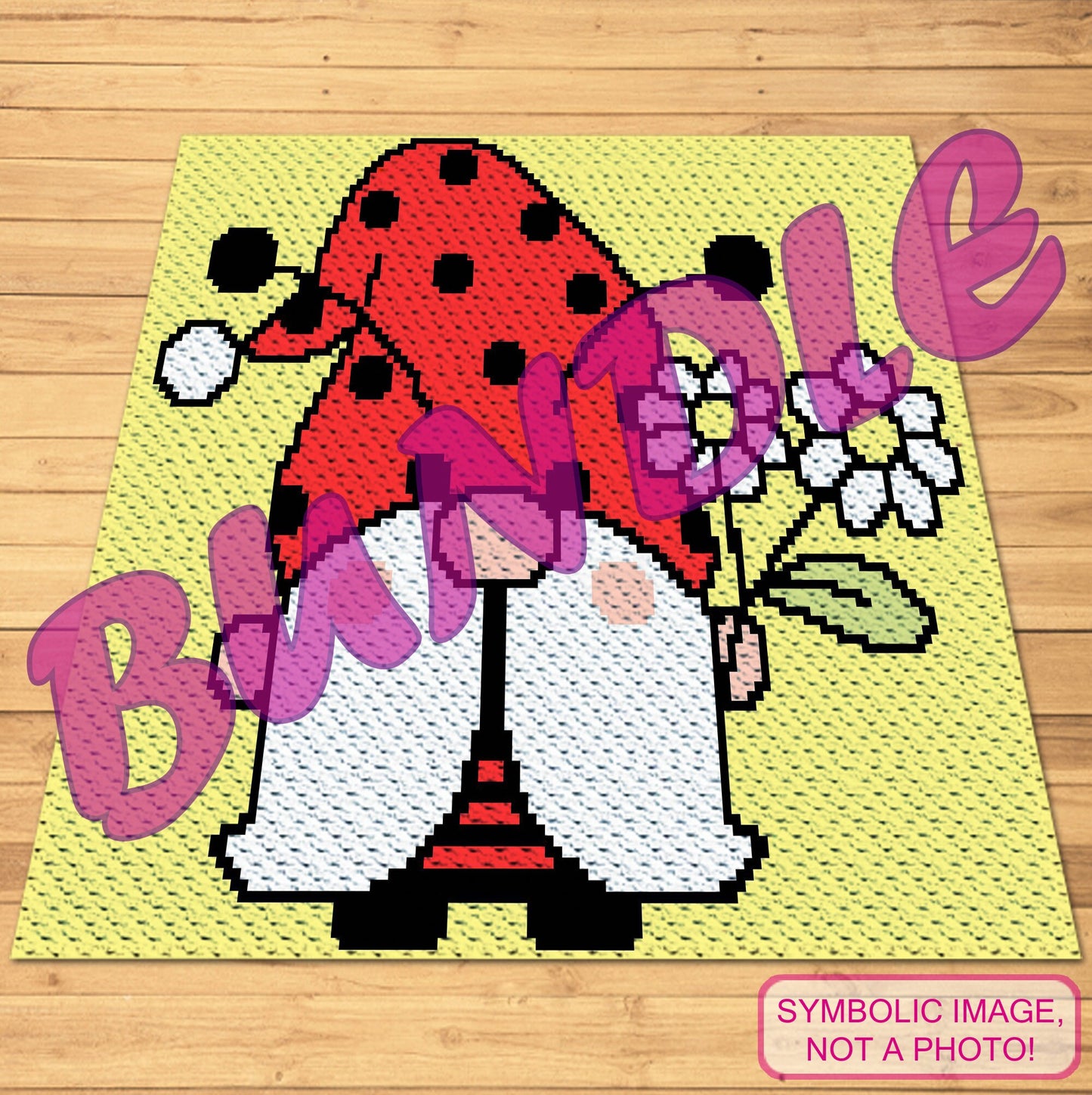 LadyBug Crochet Gnome - Crochet BUNDLE: C2C Crochet Afghan and Tapestry Crochet Pillow Pattern